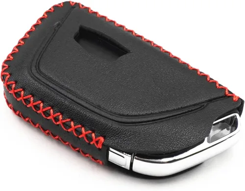 Vista 5 de Funda de cuero con 6 botones para llavero inteligente Cadillac Escalade CT5 CT6 CTS XT6 2021 2022 2023 (negro)
