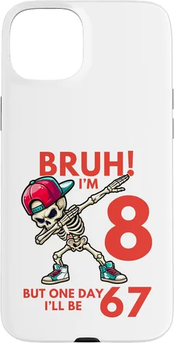 Vista 9 de Bruh I'm 8 But One-Day I'll Be 67 Retro 8th Birthday Kids Case for iPhone 17