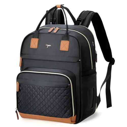Vista 8 de Mochila para pañales extra grande para 2 niños gemelos, bolsas de viaje para bebé para mamá y papá, 25-37L, expandible, con cambiador, orificio