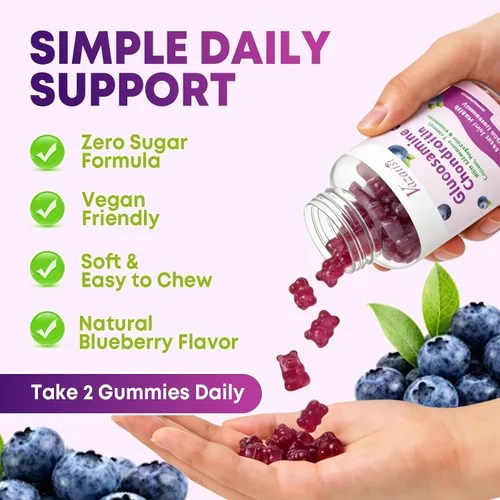 Vista 5 de Gomitas de condroitina de glucosamina – Gomitas de glucosamina con MSM, cúrcuma y boswellia, cartílago de apoyo, estructura articular y tejido