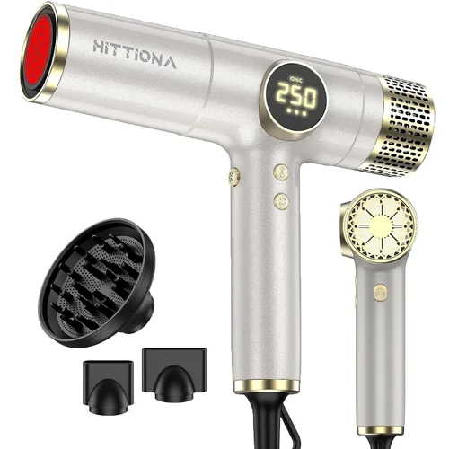 Vista 10 de HITTIONA Secador de pelo de viaje de doble voltaje con difusor magnético, secador de pelo iónico de alta velocidad de 2000 W, regalo para mujeres