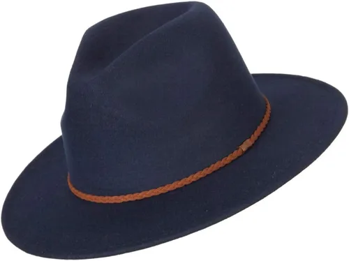 Vista 5 de Sombrero de Fedora de poliéster de ala grande con banda de cuero sintético trenzado unisex