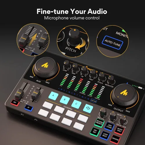 Vista 5 de Interfaz de audio con micrófono de condensador XLR y equipo de podcast de micrófono de estudio-MAONO-MaonoCaster-todo en uno - con preamplificador