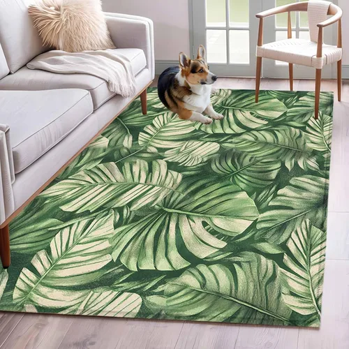 Vista 12 de 6x9 Area Rugs for Living Room, Tropical Leaves Non-Slip Area Rugs for Living Room Bedroom Entryway, Watercolor Retro Country Summer Leaf Washable