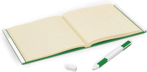 Vista 2 de LEGO - Cuaderno de bloqueo de papelería con bolígrafo de gel, color verde Cuadrado, 6 pulgadas x 6 pulgadas, forrado