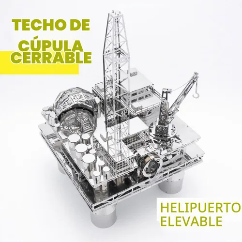 Vista 3 de METAL-TIME, Modelo de plataforma de perforación offshore, kits de modelo de metal, plataforma offshore, rompecabezas de metal 3D, kit