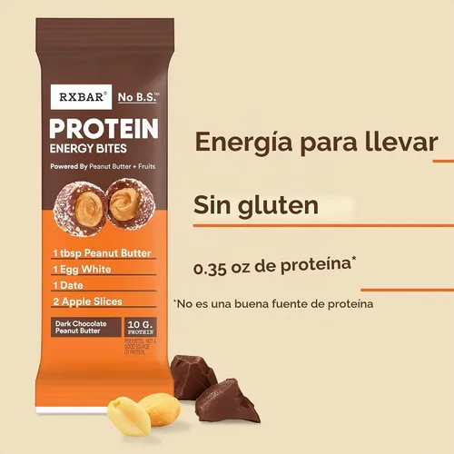 Vista 8 de RXBAR Bocaditos energéticos proteicos, aperitivos energéticos sin gluten, aperitivos de proteínas, mantequilla de maní de chocolate negro