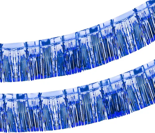 Vista 8 de Paquete de 2 flotadores de 10 pies con purpurina azul real para remolque, flecos de papel de aluminio con purpurina metálica, serpentinas de oropel