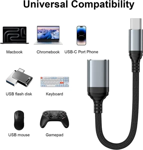 Vista 7 de Adaptador USB C a USB - 5Gbps [paquete de 2] Adaptador USB C 3.0 OTG para Android USBC Male to USB Female Adapter, Type C OTG Cable Converter