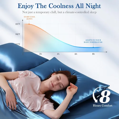 Vista 3 de Avolare Fundas de almohada refrescantes, más suaves que la seda, paquete de 2 fundas de almohada refrescantes para personas que duermen con calor