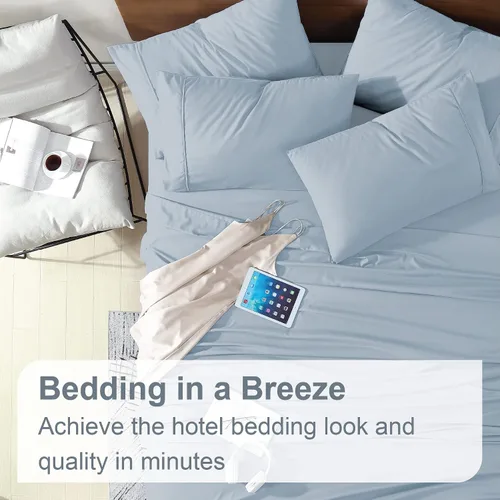 Vista 2 de Swift Home Juego de sábanas de microfibra de 6 piezas (incluye 2 fundas de almohada), cepillado ultrasuave, extremadamente duradero, fácil ajuste