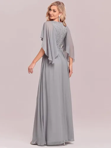 Vista 2 de Ever-Pretty Vestido de fiesta de noche de gasa con cuello en V para mujer 0640