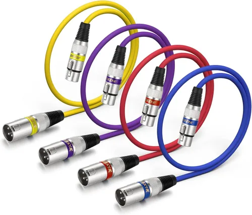 Vista 23 de EBXYA Cable XLR de 2 pies, paquete de 10 unidades, 3 pines, cable de micrófono XLR equilibrado macho a hembra, adecuado para mezclador de audio 10