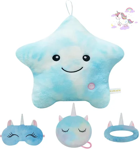 Vista 9 de Glow Star - Almohada con luz LED de noche, animales de peluche para niñas y niños, almohadas de peluche para adultos y niños, para fiestas