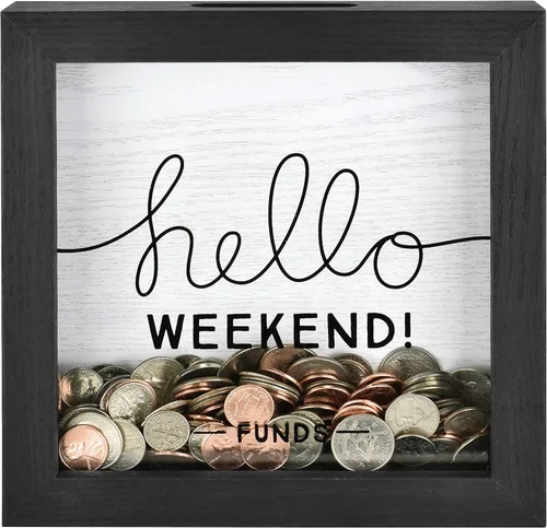 Vista 2 de MCS Hello Weekend Fund Bank Shadowbox, madera negra