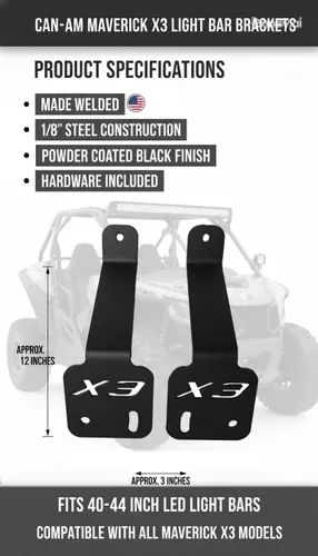 Vista 2 de Soporte de barra de luz LED ajustable de 42 pulgadas compatible con: Can-Am Maverick X3