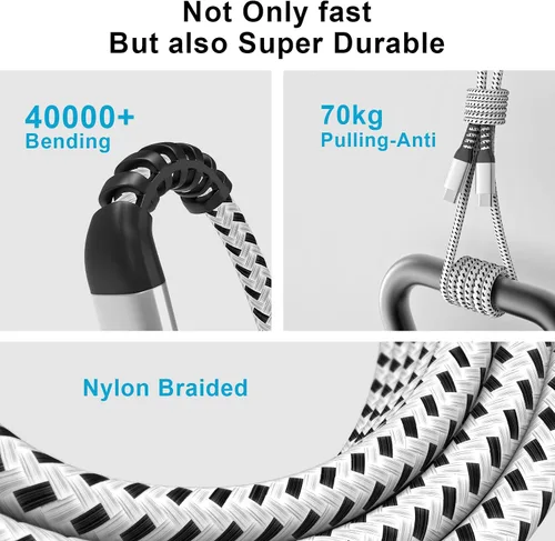 Vista 5 de Cable USB C a USB C (paquete de 3 cables de 1 pie) para iPhone 15, cable de carga rápida tipo C de 60 W para Apple iPhone 15 Pro Max Plus/MacBook