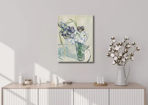 Vista 3 de Wieco Art Vidrio con impresión en lienzo de claveles, arte floral clásico de Van Gogh, arte de pared moderno y famoso listo para colgar