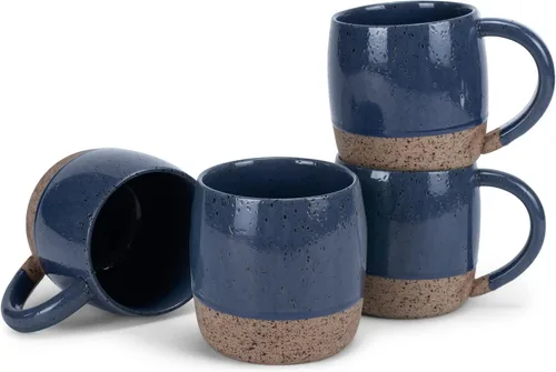 Vista 15 de Elanze Designs Speckled Raw Bottom - Tazas de cerámica de 17 onzas, paquete de 4, color negro
