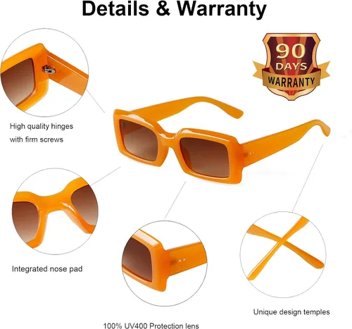 Vista 6 de JUDOO Retro Y2K Rectangle Sunglasses for Women Trendy Chunky Narrow Square Frame Glasses