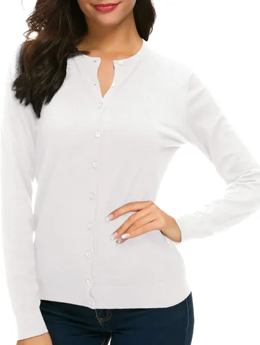 Vista 5 de Urban CoCo Suéter de punto de manga larga con cuello redondo y botones para mujer