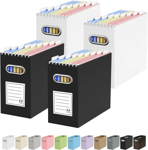 Vista 40 de Oterri Caja Organizadora de Archivos de Cartón para Carpetas Colgantes Tamaño Carta, Caja de Archivos para Escritorio de Computadora, Archivador