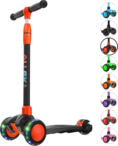 Vista 12 de Allek - Kick Scooter B03. Monopatín de 3 ruedas con ruedas de PU extra anchas y luminosas, sistema Lean 'N Glide, manillar ajustable a cualquier