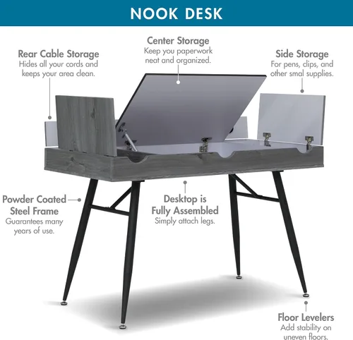 Vista 8 de Calico Designs Nook - Escritorio moderno para computadora portátil de oficina, estación de trabajo para el hogar de 47.25 pulgadas de ancho, ahorra