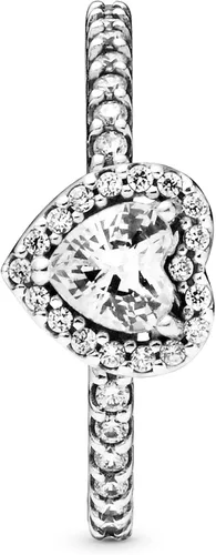 Vista 7 de Pandora Elevated Heart Ring - Promise Ring for Women - Layering or Stackable Ring - Gift for Her - Sterling Silver with Clear Cubic Zirconia, With