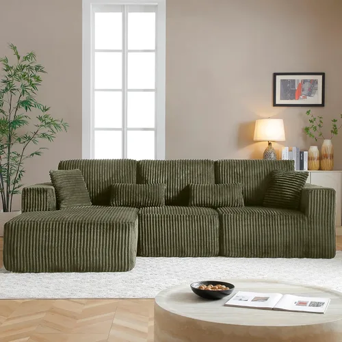 Vista 29 de Sofás seccionales de nube deshuesada de 95 pulgadas para sala de estar, cómodo y esponjoso sofá de espuma viscoelástica en forma de L, sofá modular