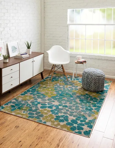 Vista 12 de Unique Loom Azalea Collection - Alfombra de área - Encore (Runner 2' 0" x 6' 0", azul/marfil)