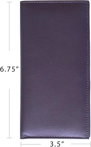 Vista 4 de Funda para chequera de cuero genuino para hombres y mujeres