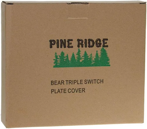 Vista 6 de Black Bear - Cubierta de triple interruptor para decoración del hogar, árbol de escalada de oso de vida silvestre, caza rústica con tornillos