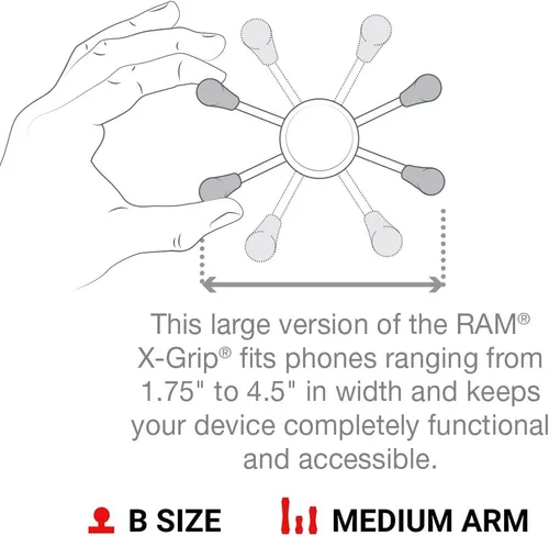 Vista 4 de RAM Mounts X-Grip - Soporte para teléfono grande con base de diamante RAM-B-102-UN10U con brazo mediano