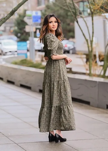 Vista 116 de BTFBM Vestidos para mujer, cuello redondo, casual, de verano, con volantes, manga corta, bohemio, con niveles, fruncido, largo, con estampado floral