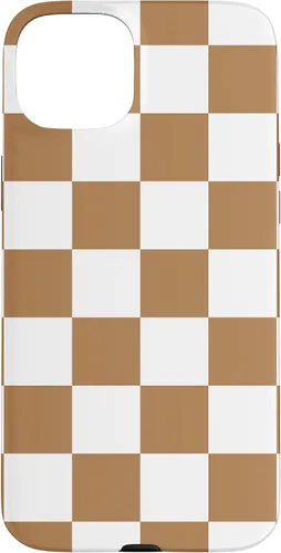 Vista 9 de iPhone 16 Checkered Checkerboard Indie Aesthetic Brown Coffee Beige Case