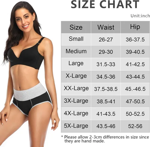 Vista 6 de QOVOQ Ropa interior de algodón para mujer, cobertura completa, cintura alta, elásticos, suaves, cómodas, paquete múltiple