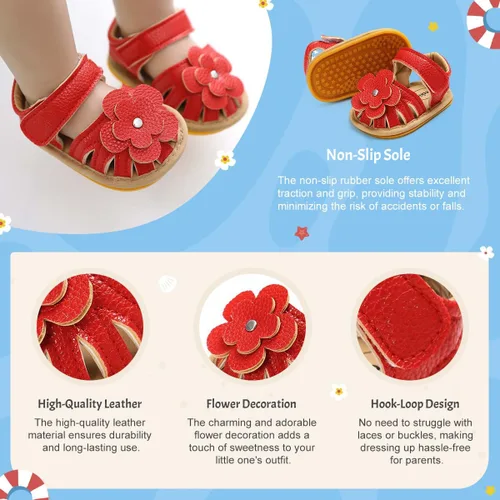Vista 3 de KIDSUN Sandalias para bebés, niñas y niños, suela de goma antideslizante, para verano, playa, al aire libre, zapatos para cuna