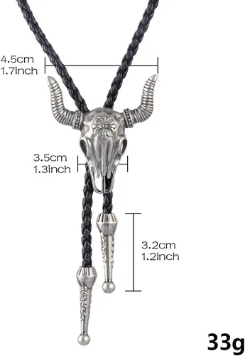 Vista 264 de Jeilwiy Corbata de bolo para hombre, corbata de vaquero occidental, collar de corbata de bolo dorado, corbata de cuero, corbata de Halloween