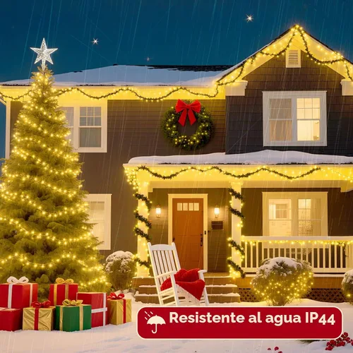 Vista 7 de Hishine Luces de Navidad de 82 pies, 1000 luces LED, cadena de luces para interiores y exteriores, 8 modos, impermeable, enchufable, luz de árbol