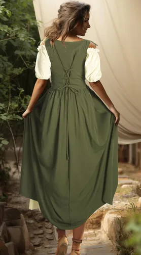 Vista 4 de HOMELEX Vestido renacentista para mujer, disfraz de elfo medieval, talla grande, disfraz de festival Ren Faire Midevil