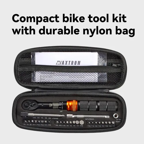 Vista 9 de Juego de llaves dinamométricas para bicicleta, kit de herramientas de bicicleta de 32 piezas, llave dinamométrica de clic de 1/4 pulgadas y juego