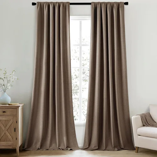 Vista 15 de MIULEE Cortinas 100% opacas de 63 pulgadas de largo, 2 paneles para dormitorio, cortina gruesa negra para oscurecer la habitación, pestaña trasera