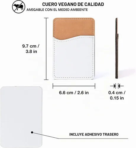 Vista 2 de Sublimation Blanks - Cartera para teléfono – Tarjetero de piel sintética para la parte posterior del teléfono, se pega en iPhone, Android, HTV
