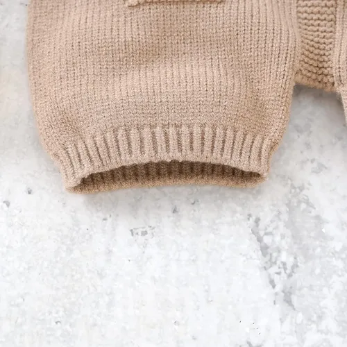 Vista 5 de Mameluco de punto para bebé, recién nacido, sin mangas, conjunto de suéter para niños y niñas con gorro cálido