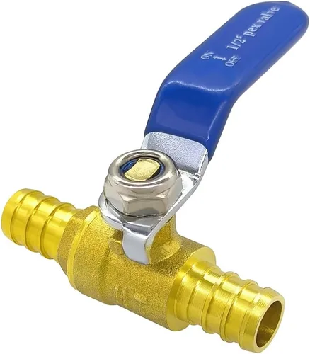 Vista 2 de Hooshing Válvula de bola PEX de latón de 1/2 pulgada, válvula de cierre de puerto completo, válvula de agua Pex, accesorios de parada de agua