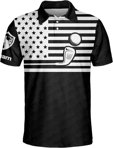 Vista 2 de Divertidas camisetas polo de golf 3D personalizadas para hombres, polo de golf divertido para hombre, camiseta de golf de manga corta para hombre
