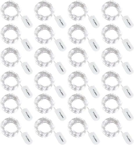 Vista 12 de Tira de luces led rutilantes con 20 luces de hadas led micro Cylapex, en cable de cobre revestido de plata de 3.3 pies, funciona con dos