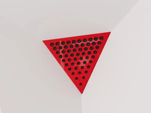 Vista 19 de (Paquete de 2) — Panel acústico de absorción de sonido y difusión para esquinas de techo, trampa de bajos «Triángulo-REDONDOS» de espuma acústica