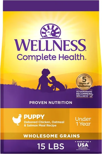 Vista 13 de Wellness Complete Health Alimento seco para cachorros, pollo, salmón y avena, bolsa de 5 libras